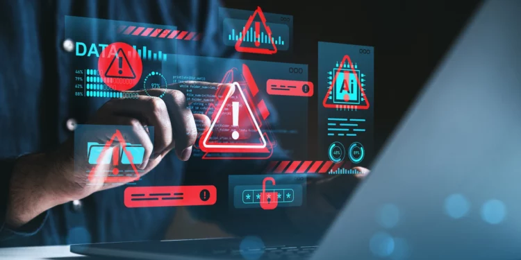 Ilustración de amenazas de ciberseguridad y filtraciones de datos