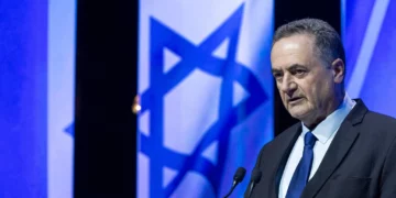 Defense Minister Israel Katz attends a conference at Binyanei HaUma (Jerusalem International Convention Center) in Jerusalem, June 17, 2026. (Oren Ben Hakoon/Flash90)