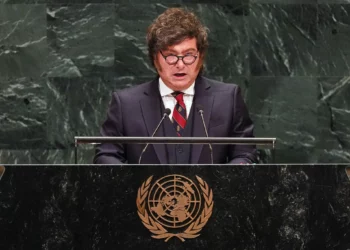 El presidente de Argentina, Javier Milei, habla durante la 81.ª sesión de la Asamblea General de las Naciones Unidas el 23 de septiembre de 2026.