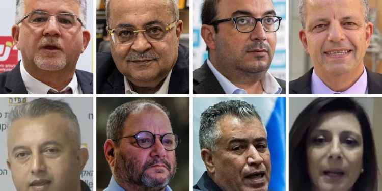 The first eight candidates on the Joint List's election slate: Top row (left to right): Yousef Jabareen, Ahmad Tibi, Sami Abou Shahadeh, Faten Ghattas. Bottom row: Bakr Awawdeh, Ofer Cassif, Youssef Atauna, Maha Karkabi Sabbah. (Menahem Kahana / AFP, Yonatan Sindel/Flash90, Chaim Goldberg/Flash90, Courtesy of Israeli Communist Party, Screenshots)