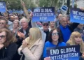 Manifestación contra el antisemitismo en Nueva York, el 23 de septiembre de 2026.
