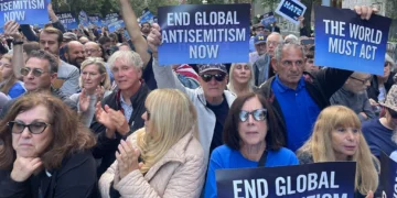 Manifestación contra el antisemitismo en Nueva York, el 23 de septiembre de 2026.