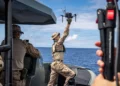 U.S. Marines tested a Neros Archer FPV attack drone launched from a reconnaissance boat off Okinawa, exploring mobile sea-based drone operations for future littoral missions (Picture Source: USMC)
