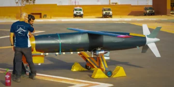 Defense-industry partners prepare a cruise missile for a live-fire demonstration at the Africa Multidomain Training and Experimentation Center in Tan-Tan, Morocco, Aug. 5, 2026. The demonstration was held to support regional defense capabilities and joint training interoperability. AMTEC enables U.S. and Moroccan forces to test emerging technologies and expand testing capabilities to strengthen shared readiness and interoperability under the U.S. Army’s Test Range Expansion Initiative.