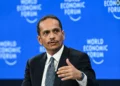 Qatar's Prime Minister and Minister for Foreign Affairs Sheikh Mohammed bin Abdulrahman Al-Thani speaks during the World Economic Forum annual meeting in Davos on January 20, 2026. (Fabrice COFFRINI / AFP)