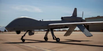 MQ-1C Gray Eagle del Ejército de Estados Unidos en Libby Army Airfield, Arizona, el 28 de marzo de 2025