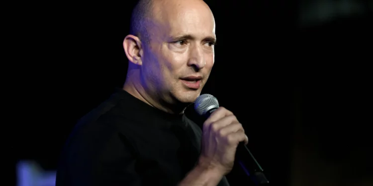 B'Yachad party leader Naftali Bennett attends a campaign event on August 20, 2026, in Ramat Hasharon. (Gili Yaari/Flash90)