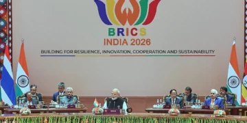 El primer ministro de India, Narendra Modi, habla durante la cumbre del BRICS en Nueva Delhi, India, el 12 de septiembre de 2026.