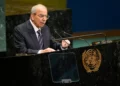 El primer ministro de Líbano, Nawaf Salam, habla ante la Asamblea General de la ONU en Nueva York.