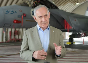 Prime Minister Benjamin Netanyahu at Tel Nof air base in a picture distributed on September 29, 2026. (Ma’ayan Toaf/GPO)