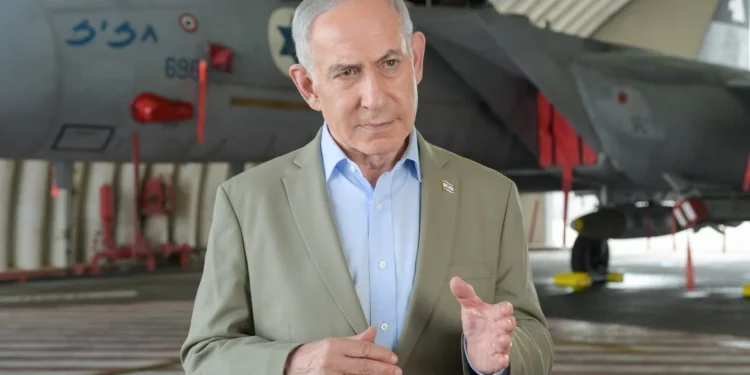 Prime Minister Benjamin Netanyahu at Tel Nof air base in a picture distributed on September 29, 2026. (Ma’ayan Toaf/GPO)