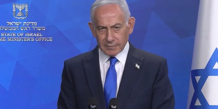 El primer ministro Benjamin Netanyahu ofrece una declaración en video el 30 de septiembre de 2026.