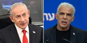 Benjamin Netanyahu y Yair Lapid durante actividades oficiales en Jerusalén.