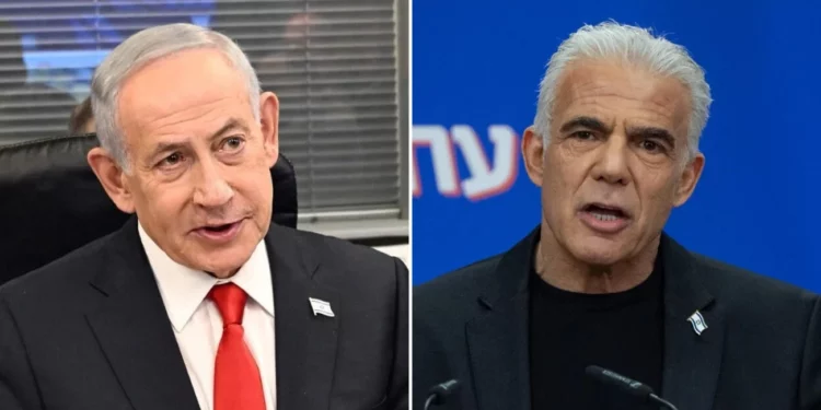 Benjamin Netanyahu y Yair Lapid durante actividades oficiales en Jerusalén.