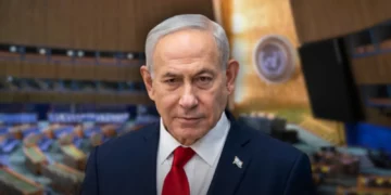 Benjamín Netanyahu antes de su discurso ante la Asamblea General de la ONU