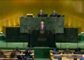 El primer ministro Benjamín Netanyahu habla durante la 81.ª sesión de la Asamblea General de la ONU el 24 de septiembre de 2026.