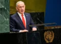 El primer ministro israelí Benjamín Netanyahu habla durante la 81.ª sesión de la Asamblea General de la ONU el 24 de septiembre de 2026.