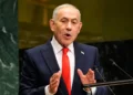 El primer ministro Benjamín Netanyahu habla durante la 81.ª sesión de la Asamblea General de la ONU el 24 de septiembre de 2026.