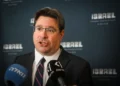 Ofir Akunis, Israeli Consul General in New York, attends the Israel Day Parade in New York City, May 31, 2026. (Arie Leib Abrams/Flash90)