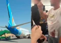 Pasajero con la camisa ensangrentada a bordo de un vuelo de flydubai entre Dubái y Tel Aviv durante una emergencia en pleno vuelo, 30 de septiembre de 2026.