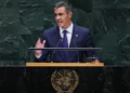 El presidente del Gobierno español, Pedro Sánchez Pérez-Castejón, interviene ante la 81.ª sesión de la Asamblea General de la ONU el 23 de septiembre de 2026.