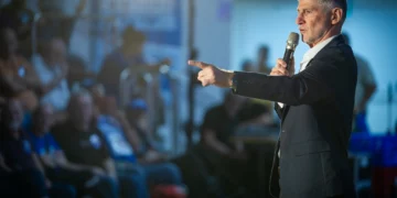 Yair Golan, chairman of the Democrats party, attends an election campaign event in Kiryat Bialik, northern Israel, ahead of the upcoming Israeli general elections, August 19, 2026. (Sharon Leibel/Flash90)
