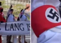 Participantes en una protesta neonazi en Nueva York