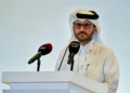 Qatar's Foreign Ministry spokesperson Majed al-Ansari looks on at a press conference during the 2025 Arab-Islamic emergency summit in Doha on September 15, 2025. (Mahmud HAMS / AFP)