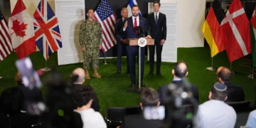 US Vice President JD Vance speaks to the media as US Special Envoy to the Middle East Steve Witkoff and Jared Kushner stand next to him, in Kiryat Gat, Israel, October 21, 2025. (AP/Francisco Seco)