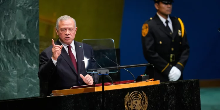 El rey Abdullah II de Jordania durante la 81.ª sesión de la Asamblea General de la ONU, el 22 de septiembre de 2026.
