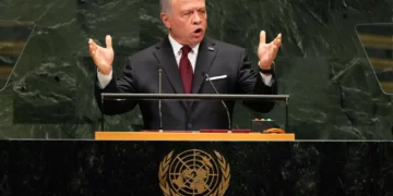 El rey Abdullah II de Jordania habla durante la 81.ª sesión de la Asamblea General de la ONU, el 22 de septiembre de 2026.