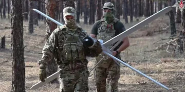 Dron ruso de la familia Geran utilizado en la guerra de Ucrania