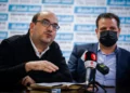MK Sami Abou Shehadeh speaks during a Joint List faction meeting at the Knesset, the Israeli parliament in Jerusalem, January 24, 2022. (Olivier Fitoussi/Flash90)