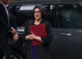 Britain's Home Secretary Shabana Mahmood arrives for a cabinet meeting at 10 Downing Street in London, June 2, 2026. (Alberto Pezzali/AP)