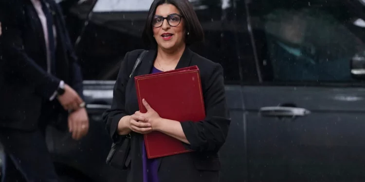 Britain's Home Secretary Shabana Mahmood arrives for a cabinet meeting at 10 Downing Street in London, June 2, 2026. (Alberto Pezzali/AP)
