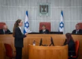Supreme Court Justice Yael Willner arrives for a hearing on a petition filed by the Likud faction against the Central Elections Committee’s decision to prohibit the real-time transfer of information on voters who have cast their ballots during Israel’s general election, at the Supreme Court in Jerusalem, September 2, 2026. (Yonatan Sindel/Flash90)