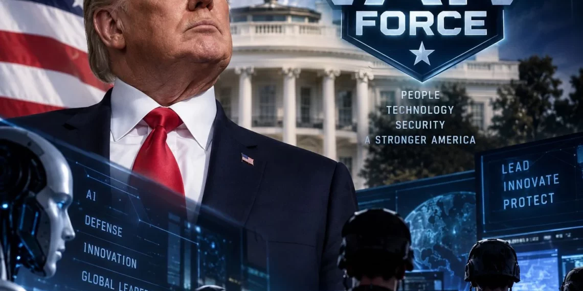 Donald Trump durante un anuncio relacionado con inteligencia artificial