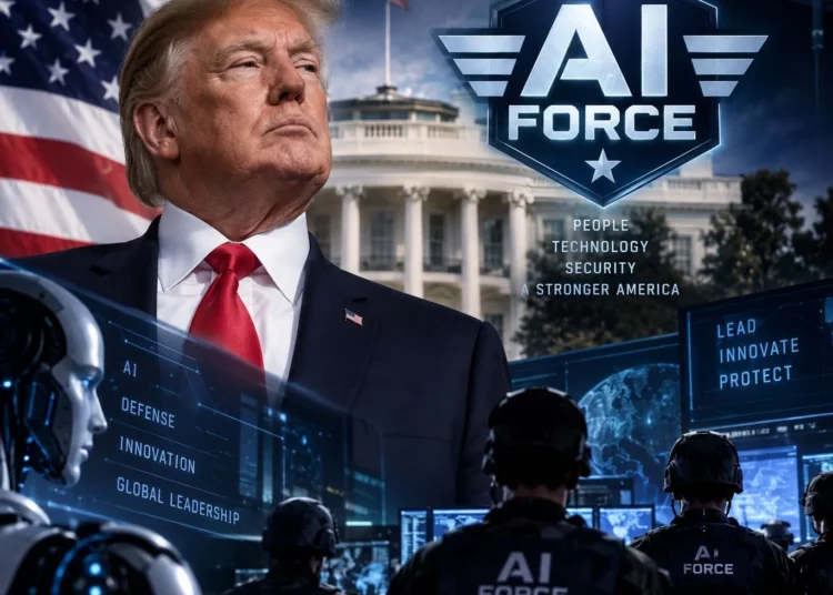 Donald Trump durante un anuncio relacionado con inteligencia artificial