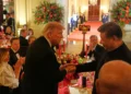 US President Donald Trump shakes hands with China’s President Xi Jinping in the East Room of the White House during a State Dinner, September 24, 2026, in Washington. (AP Photo/Alex Brandon)