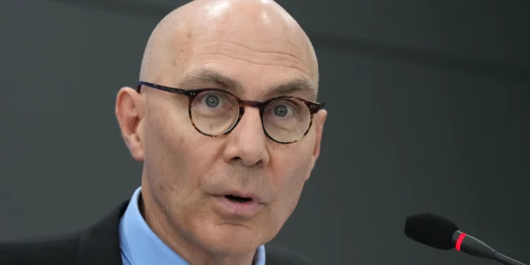 UN High Commissioner for Human Rights Volker Turk speaks to the media during a press conference in Seoul, South Korea, May 13, 2026. (AP Photo/Lee Jin-man)