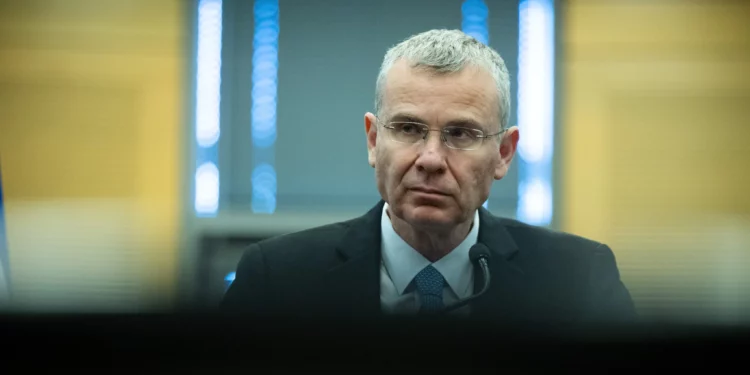 Justice Minister Yariv Levin at a press conference in the Knesset, May 10, 2026. (Yonatan Sindel/Flash90)