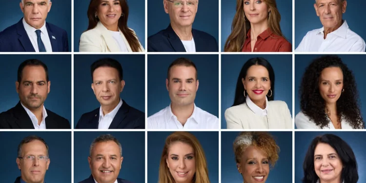 Los quince candidatos de Yesh Atid presentados por Yair Lapid para las elecciones de 2026.