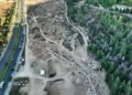 Vista aérea del tramo del antiguo acueducto descubierto al sur de Jerusalén