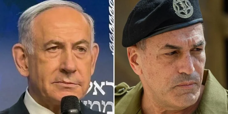 De izquierda a derecha: el primer ministro Benjamín Netanyahu ofrece una conferencia de prensa en su oficina de Jerusalén el 21 de mayo de 2025 (Nava Freiberg/Times of Israel), y el jefe del Estado Mayor de las FDI, teniente general Eyal Zamir, en Jerusalén el 5 de marzo de 2025 (Yonatan Sindel/Flash90).