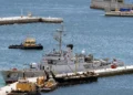 El buque de la Armada iraní Naghdi atracado en Simon’s Town, Ciudad del Cabo, Sudáfrica, el 9 de enero de 2026.