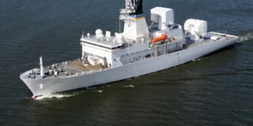 El USNS Howard O. Lorenzen (T-AGM-25), buque estadounidense de instrumentación y seguimiento de misiles.