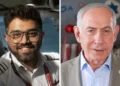 Captain Smit Machchhar (left) and Prime Minister Benjamin Netanyahu. (Danny Danon via X, Screenshot/Ma’ayan Toaf/GPO)