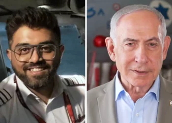 Captain Smit Machchhar (left) and Prime Minister Benjamin Netanyahu. (Danny Danon via X, Screenshot/Ma’ayan Toaf/GPO)