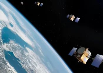 Satélites en órbita alrededor de la Tierra.