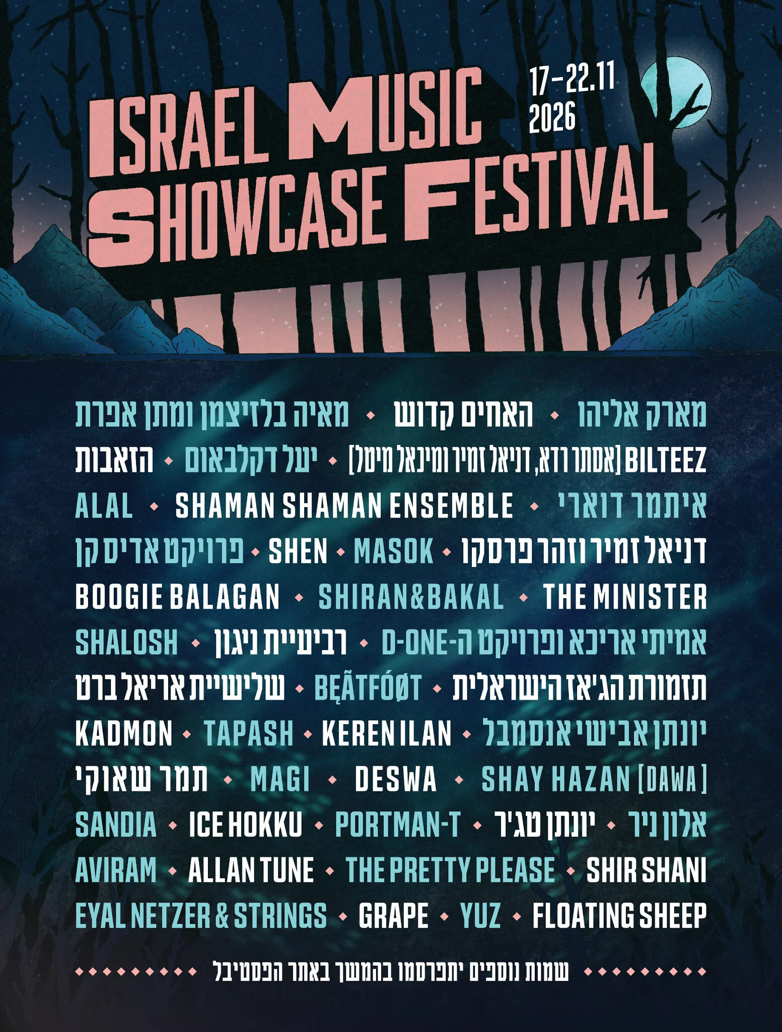 Cartel con la programación de artistas del Festival Showcase 2026